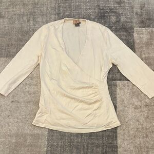 Ann Taylor Cream V-Neck Blouse